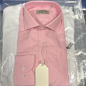 Made in Italy pink dress shirt size 42-43-45-46 1/2. Modern fit